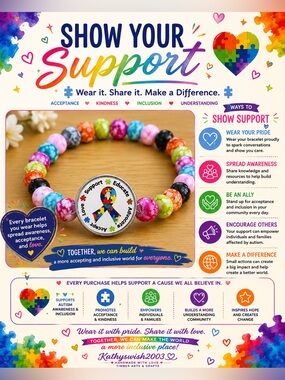 Autism Awareness Ribbon Wire
Wristlet Bracelet